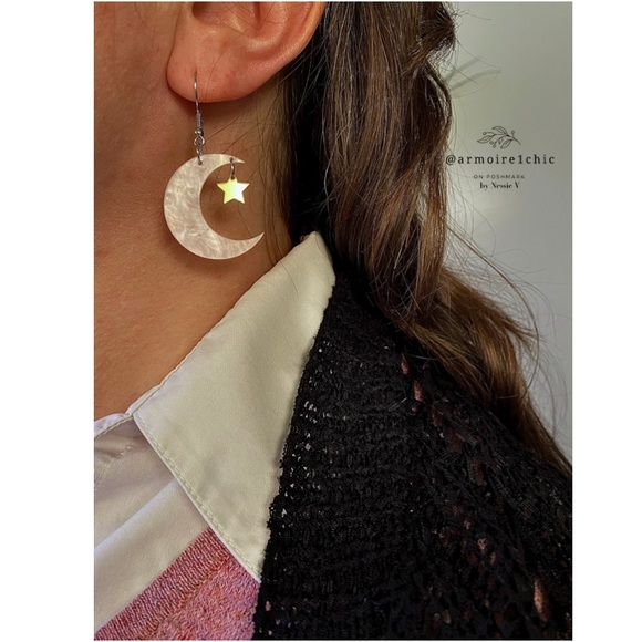 Black Cats Moongazing EARRINGS | Pink Pearlescent | holiday - Picture 3 of 7